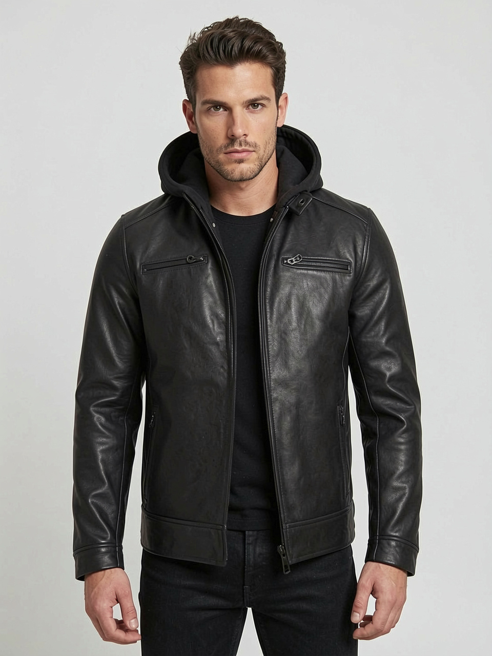 Men's Hooded Leather Jackets