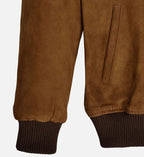 Men's Brown Suede Bomber Jacket