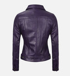Women's Purple Trucker Leather Jacket