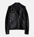 womens leather double zipper biker jacket