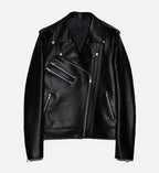 womens leather double zipper biker jacket