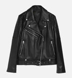 womens double stich leather biker jacket