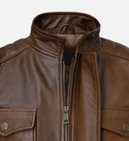 Men's Slim Fit Brown Leather Jacket