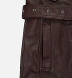 Women's Maroon Leather Trench Coat