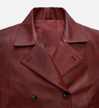 Women's Red Leather Trench Coat