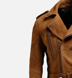 Men's Double Belted Suede Leather Jacket