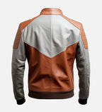Men's Rust Ash Grey Motorcycle Leather Jacket