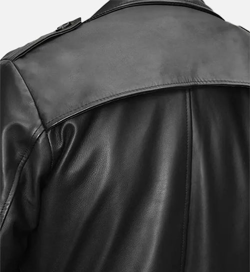 Men's Black Leather Long Coat