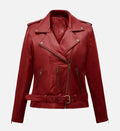 womens christmas red leather jacket
