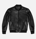 Men's Black Beanu Leather Bomber Jacket
