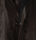 Men's Dark Brown Leather Long Coat