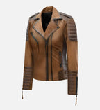 womens charlotte burnt tan leather jacket
