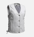 Women's Motorcycle White  Leather Vest