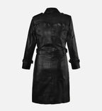 Women's Black Asymmetrical Leather Trench Coat