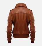 womens brown bomber vintage leather jacket
