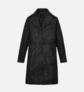 Women's Asymmetrical Black Leather Long Coat