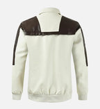 Men's Casual Hatless Leather Bomber Jacket