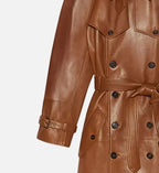 Women's Brown Leather Long Coat