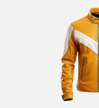 Men’s Retro Style Mustard Cafe Racer Leather Jacket