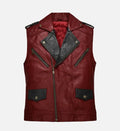 Men's Red and Black Leather Vest