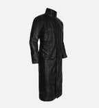 Men's Black Leather Trench Coat