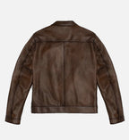 Men's Dark Brown Wax Cafe Racer Leather Jacket