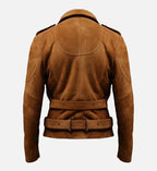 Men's Double Belted Suede Leather Jacket