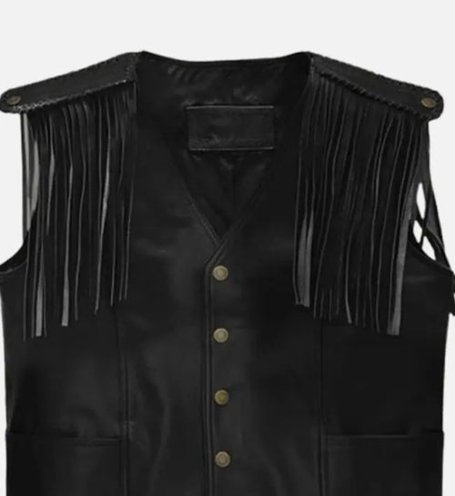 Men's Black Leather Vest