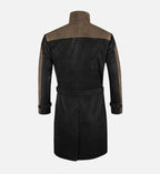 Men's Black and Brown Leather Coat