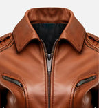 Womens stylish brown leather jacket
