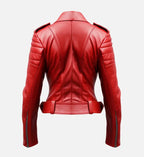 Women's Slimfit Red Biker Leather Jacket