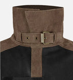 Men's Black and Brown Leather Coat