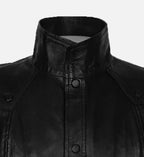 Men's Black Leather Trench Coat