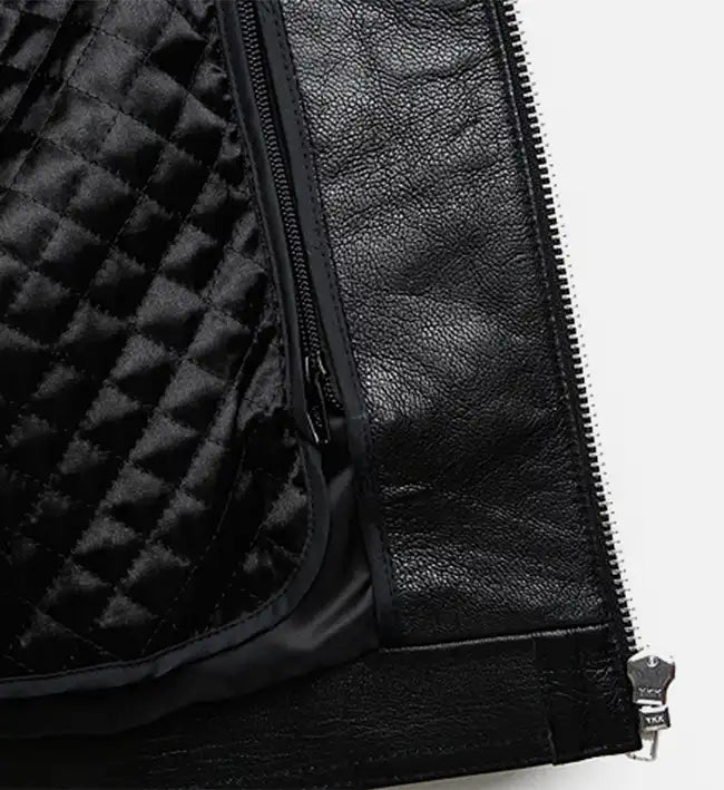 women minimal leather black jumper jacket
