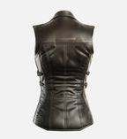 Claire Black Leather Vest for Women
