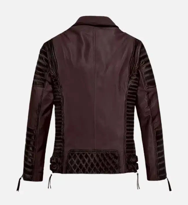 Men's Classic Wine Biker Leather Jacket
