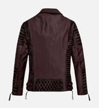 Men's Classic Wine Biker Leather Jacket

