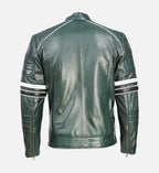Men's Dark Green Motorcycle Leather Jacket

