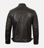 Men's Cafe Racer Distressed Brown Leather Jacket
