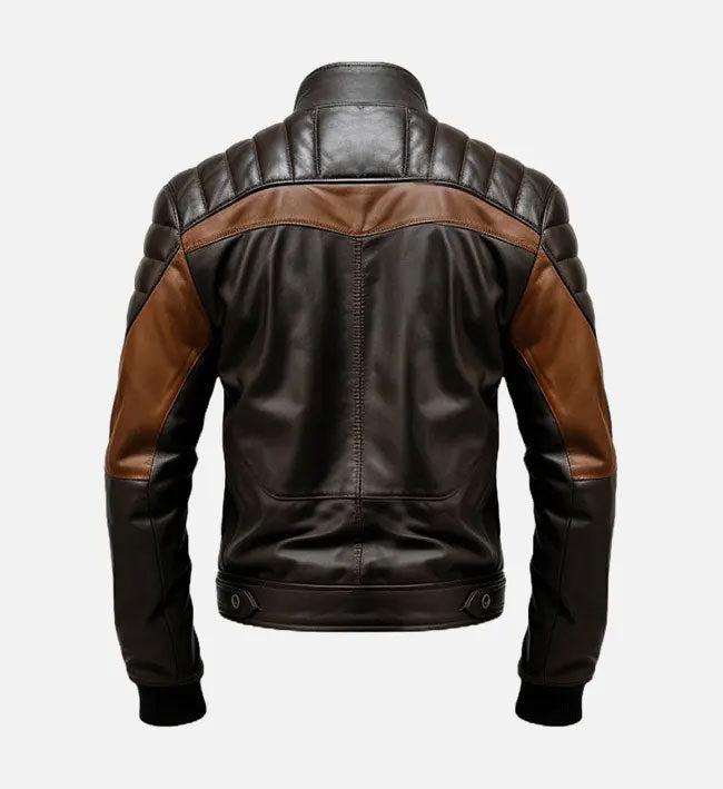 Men's Black Brown Biker Stylish Leather Jacket
