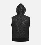 Men's Black Hooded Leather Vest
