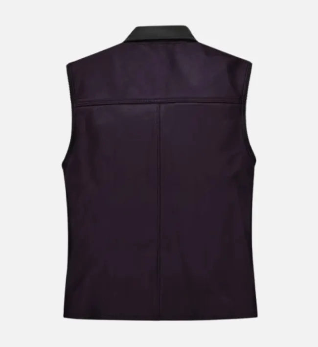Men's Purple Leather Vest

