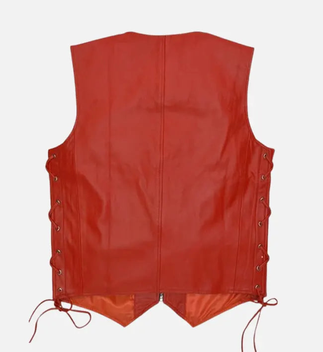 Men's Red Leather Vest
