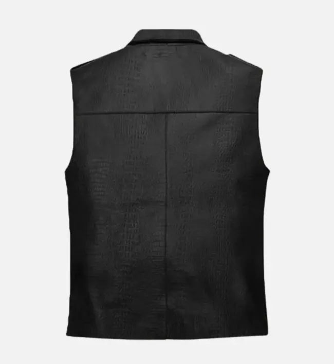 Men's Steel Crest Leather Biker Vest

