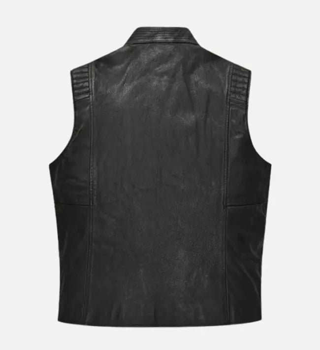 Men's Trailblazer Black Biker Leather Vest
