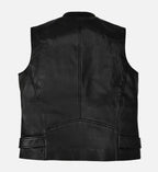 Men's Vanguard Black Biker Leather Vest
