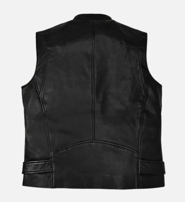 Men's Vanguard Black Biker Leather Vest
