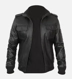 Mens vintage leather bomber jacket

