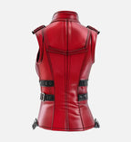 Women's Sophie Red Leather Vest
