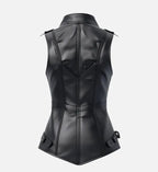 Womens Stylish Black Leather Vest